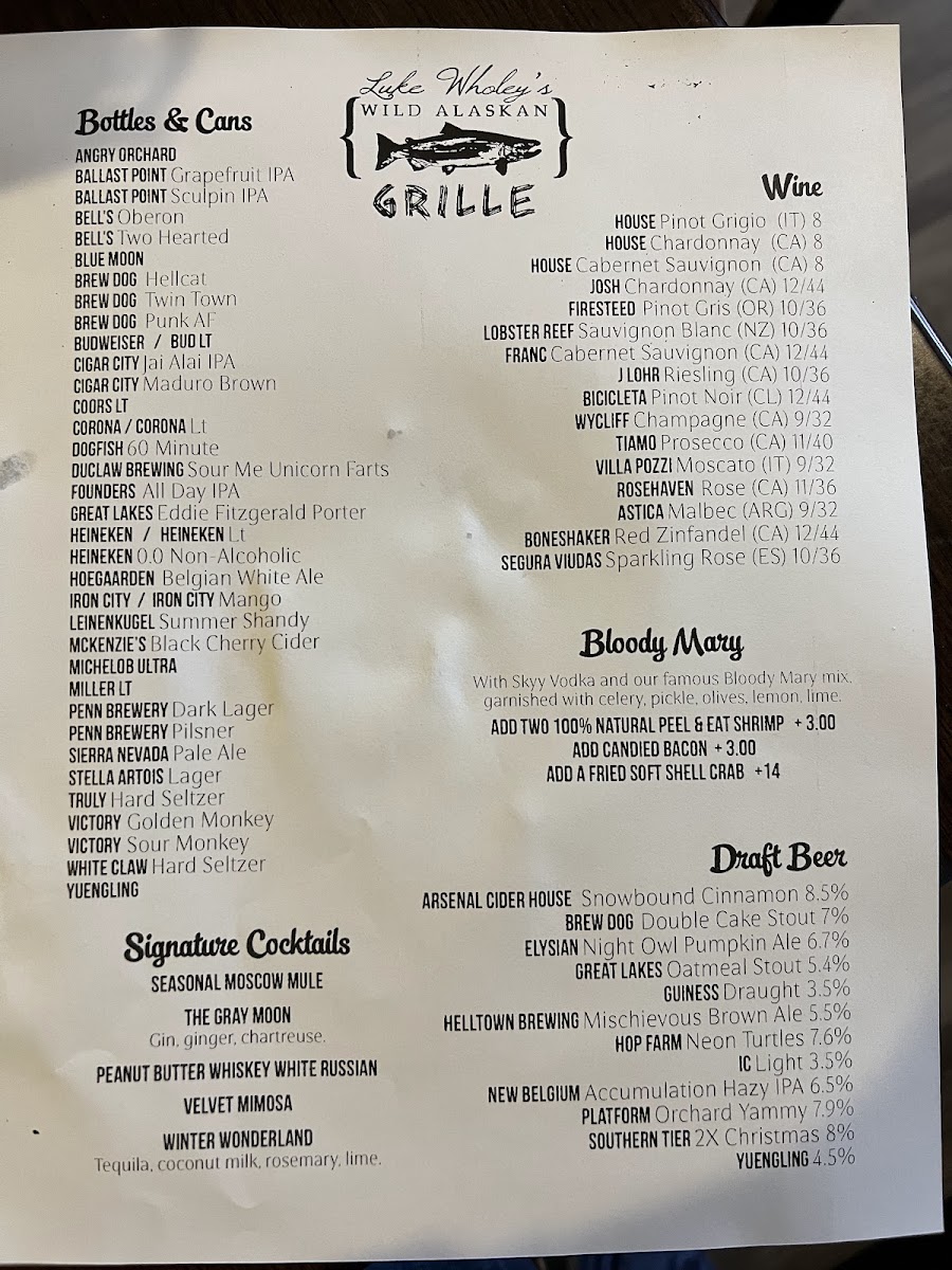 Menu Luke Wholey's Wild Alaskan Grille-10