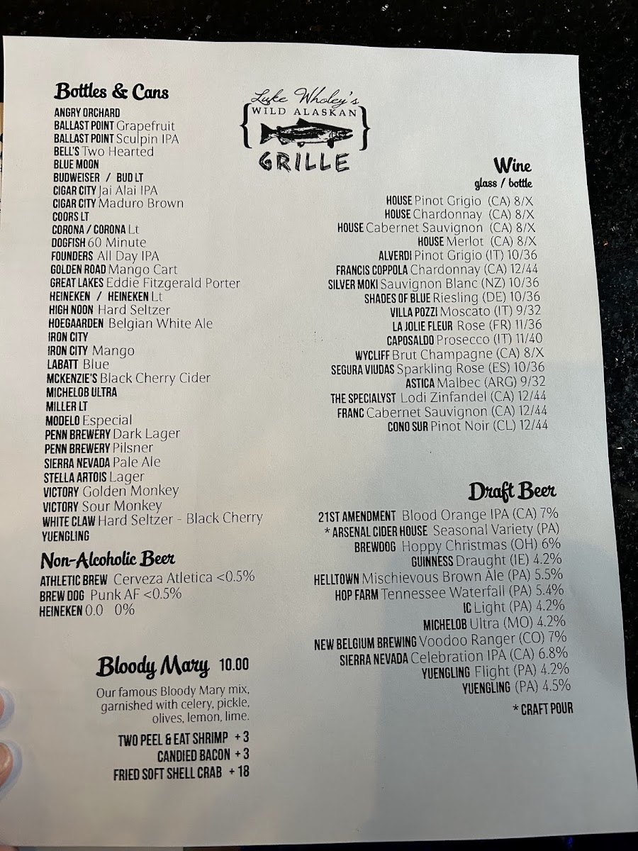 Menu Luke Wholey's Wild Alaskan Grille-7